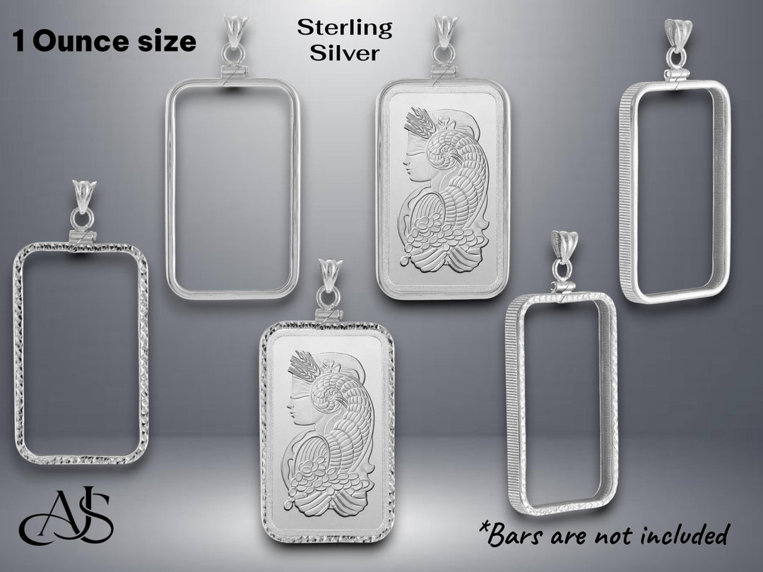 Sterling Silver Bezel Frame Pendant for 1 ounce Pamp Suisse Lady Fortuna Silver Bar