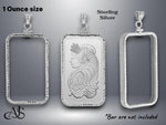 Load image into Gallery viewer, Sterling Silver Bezel Frame Pendant for 1 ounce Pamp Suisse Lady Fortuna Silver Bar
