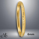 Load image into Gallery viewer, 14K Gold Hand Engraved Bangle Bracelet: Diamond-Cut Finish
