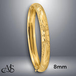 Load image into Gallery viewer, 14K Gold Hand Engraved Bangle Bracelet: Diamond-Cut Finish
