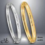 Load image into Gallery viewer, 14K Gold Hand Engraved Bangle Bracelet: Diamond-Cut Floral Design
