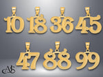 Load image into Gallery viewer, 14K Gold Number Pendant: Etched Script Font, Yellow or White Gold
