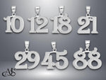 Load image into Gallery viewer, 14K Gold Number Pendant: Etched Script Font, Yellow or White Gold
