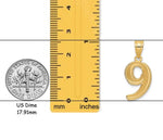 Load image into Gallery viewer, 14K Gold Number Pendant: Etched Script Font, Yellow or White Gold
