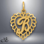 Load image into Gallery viewer, Solid 14K and 10K Gold Heart Shape Filigree Border Letters Pendant Charms
