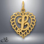 Load image into Gallery viewer, Solid 14K and 10K Gold Heart Shape Filigree Border Letters Pendant Charms

