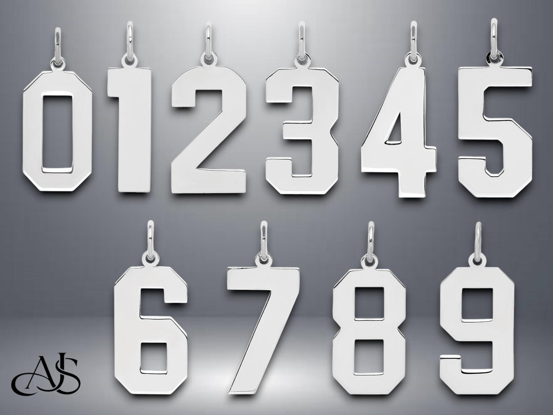Sterling Silver Number Pendant: Single or Double Digit Charm