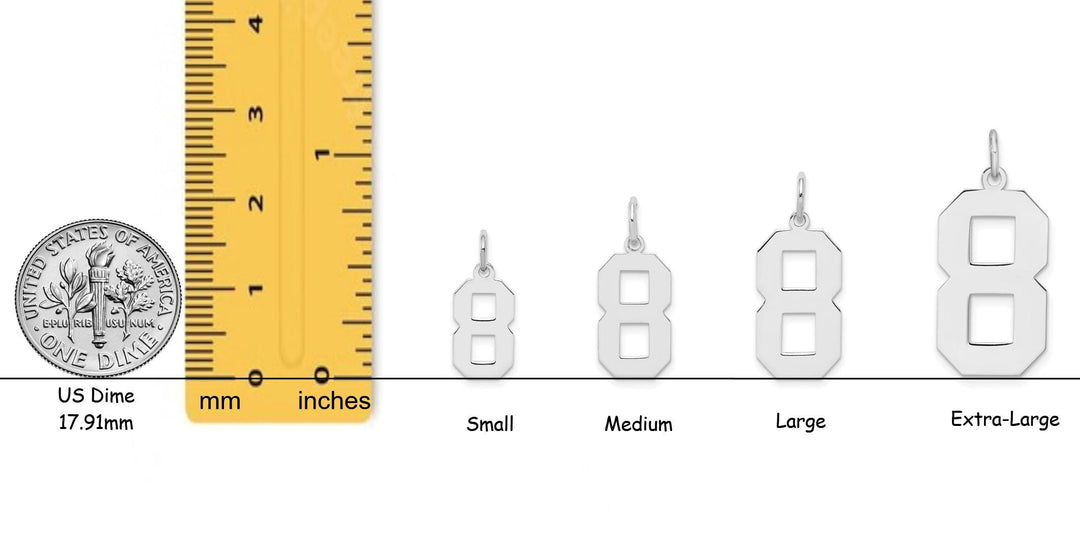 Sterling Silver Number Pendant: Single or Double Digit Charm