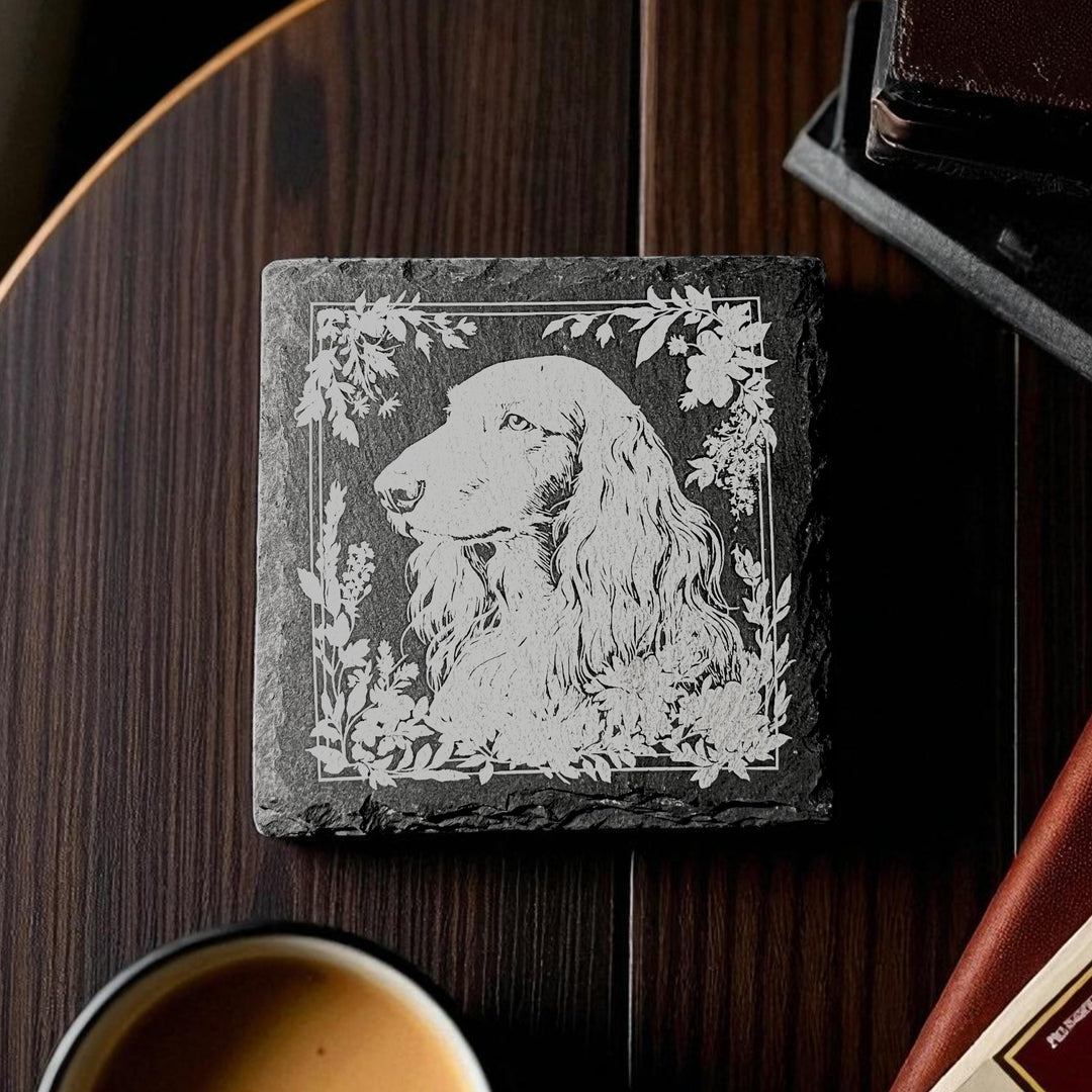 Custom Afghan Hound Black Slate Coasters - 4x4 Square or Round, 75 Unique Images, Personalized Designs