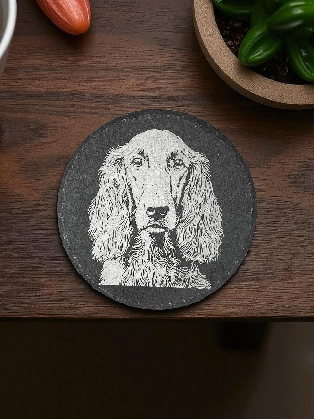 Custom Afghan Hound Black Slate Coasters - 4x4 Square or Round, 75 Unique Images, Personalized Designs
