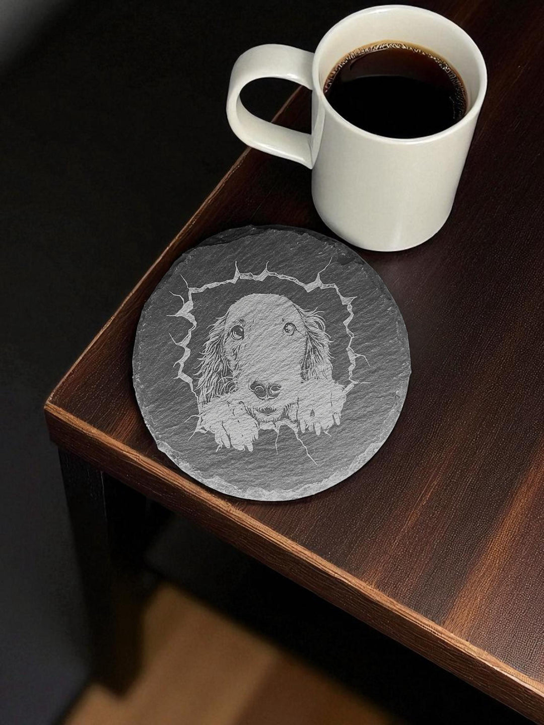 Custom Afghan Hound Black Slate Coasters - 4x4 Square or Round, 75 Unique Images, Personalized Designs