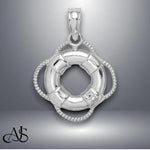 Load image into Gallery viewer, 14K White Gold 3D Lifesaver Ring Pendant Charm with Necklace Chain Options
