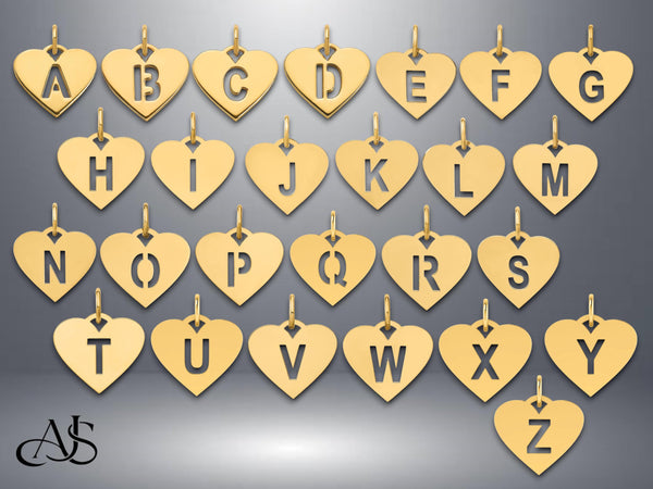 Sterling Silver Heart Charm Pendant: Cut Out Initial, Personalized Necklace