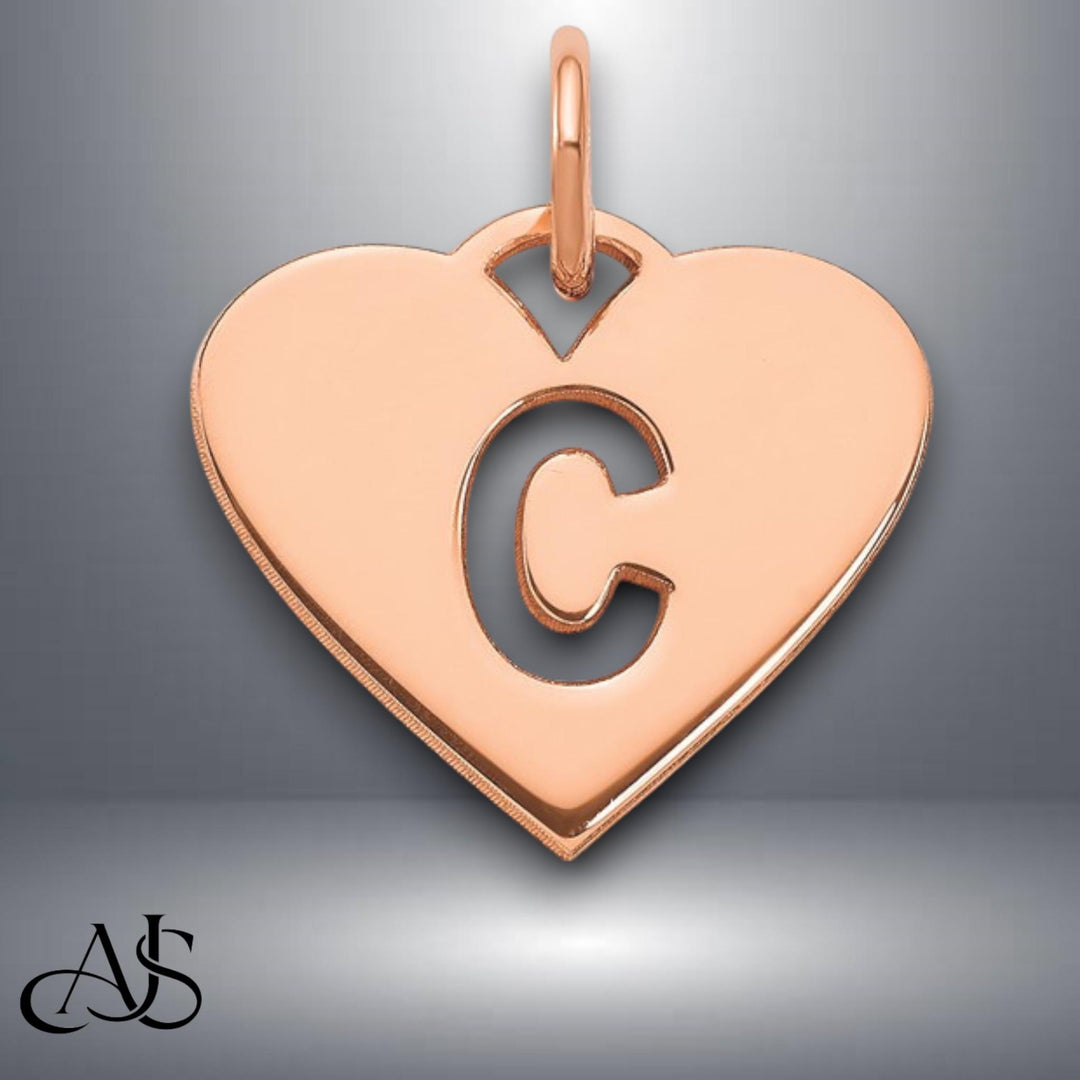 Sterling Silver Heart Charm Pendant: Cut Out Initial, Personalized Necklace