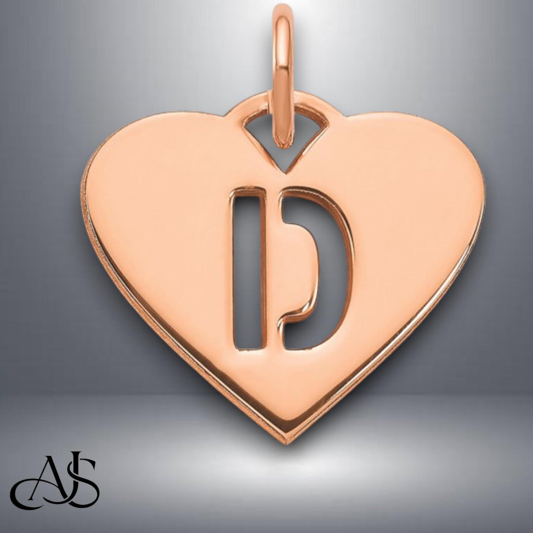 Sterling Silver Heart Charm Pendant: Cut Out Initial, Personalized Necklace