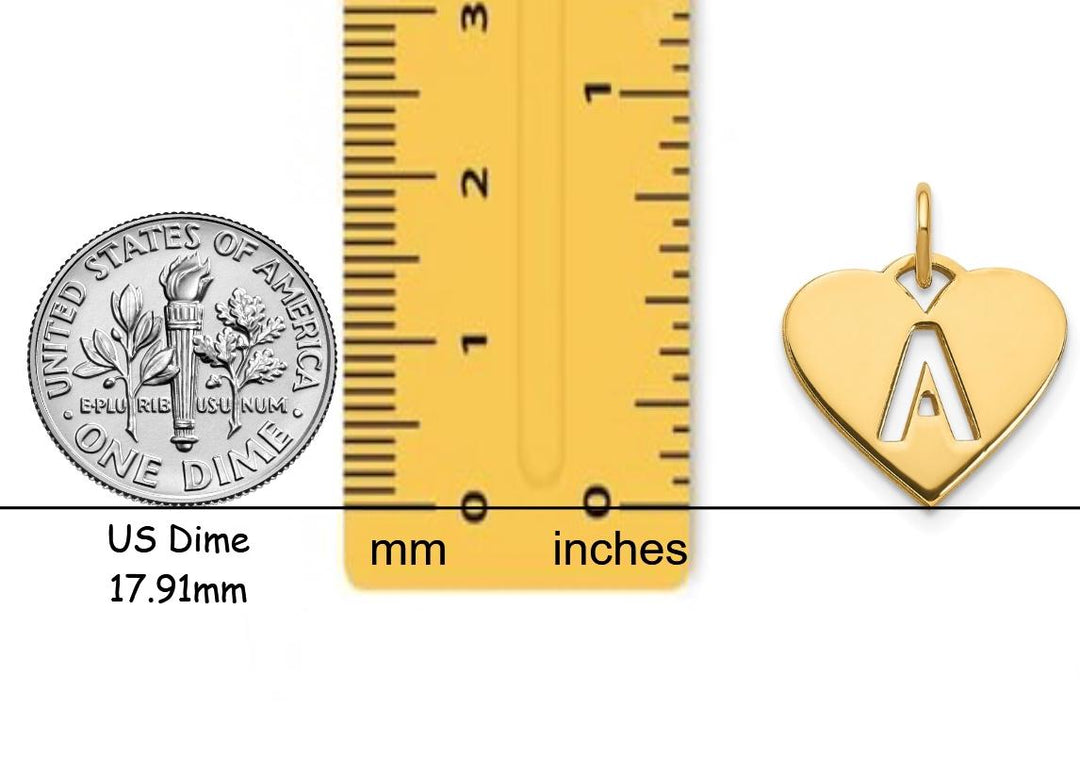 Sterling Silver Heart Charm Pendant: Cut Out Initial, Personalized Necklace