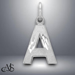 Load image into Gallery viewer, 10K/14K Gold Block Letter Charm: Diamond-Cut Satin Pendant
