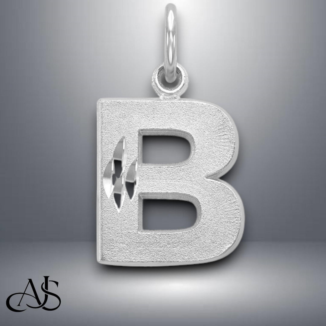 10K/14K Gold Block Letter Charm: Diamond-Cut Satin Pendant