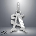Load image into Gallery viewer, 14K Gold Old English Letter Pendant: Diamond-Cut Initial Charm
