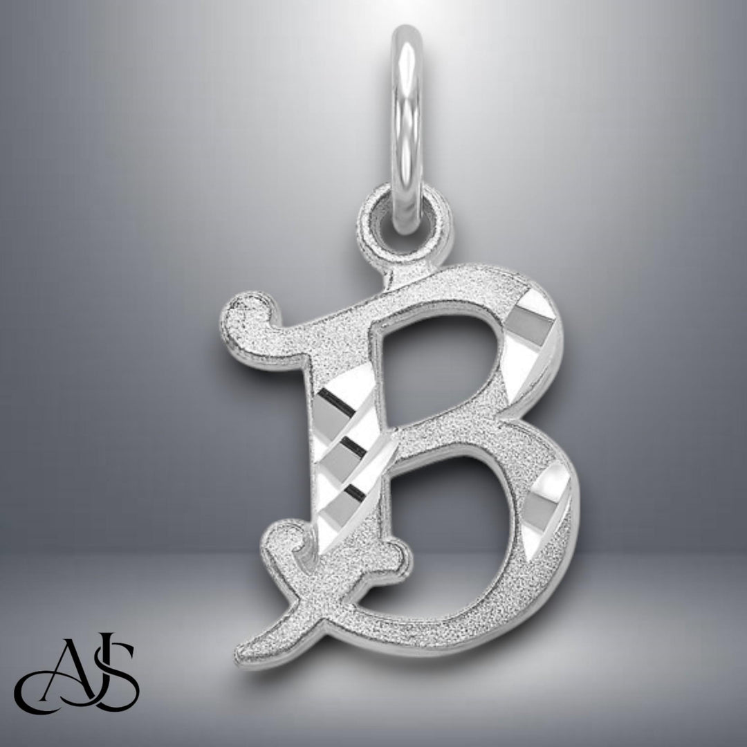 14K Gold Old English Letter Pendant: Diamond-Cut Initial Charm
