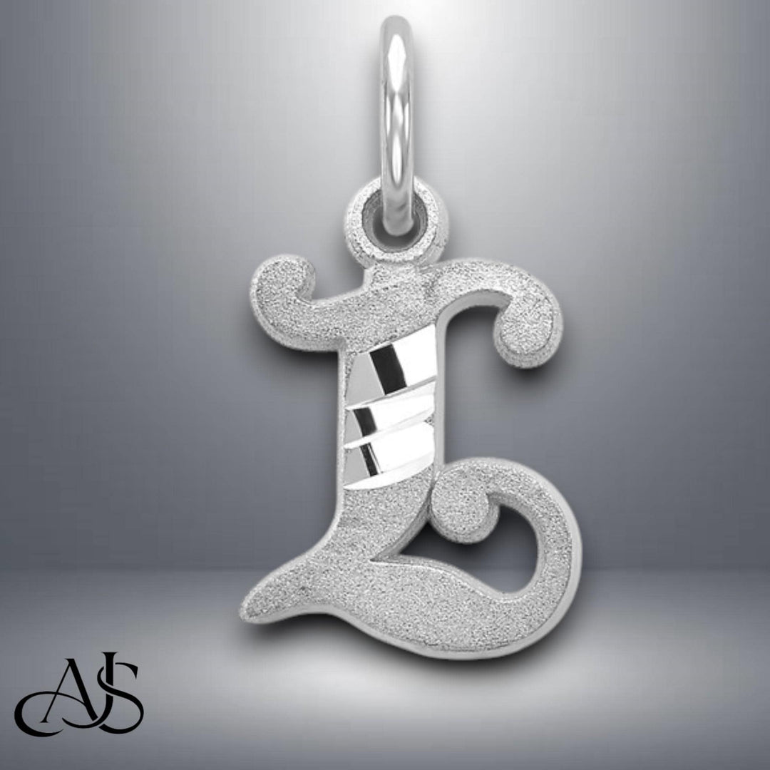14K Gold Old English Letter Pendant: Diamond-Cut Initial Charm