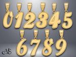Load image into Gallery viewer, Solid 14K Gold Numbers Pendant Charm - Brush Stroke Font - Single and Double Digit Number
