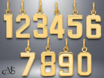 Load image into Gallery viewer, 10K 14K Solid Gold Number Pendant: High Polish Charm

