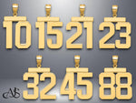 Load image into Gallery viewer, 10K 14K Solid Gold Number Pendant: High Polish Charm
