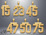 Load image into Gallery viewer, Diamond-Cut Gold Number Pendant: 10K, 14K, or Sterling Silver
