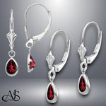 Load image into Gallery viewer, 14K Gold Birthstone Earrings: Pear Shape Dangle Leverback
