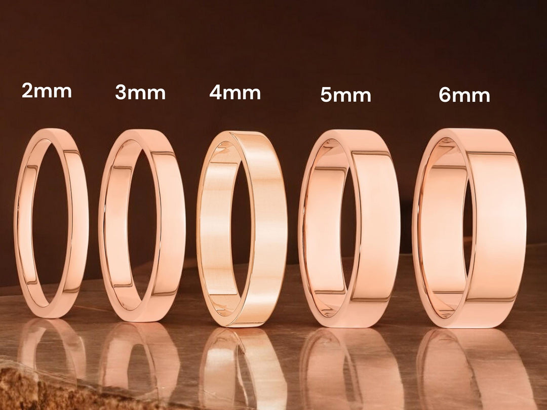 10K Solid Gold Flat Wedding Band with Free Engraving (2mm-6mm)
