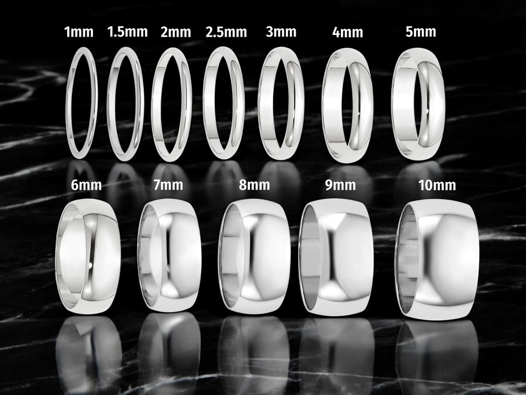 14K White Gold Half Round Wedding Band: Free Engraving