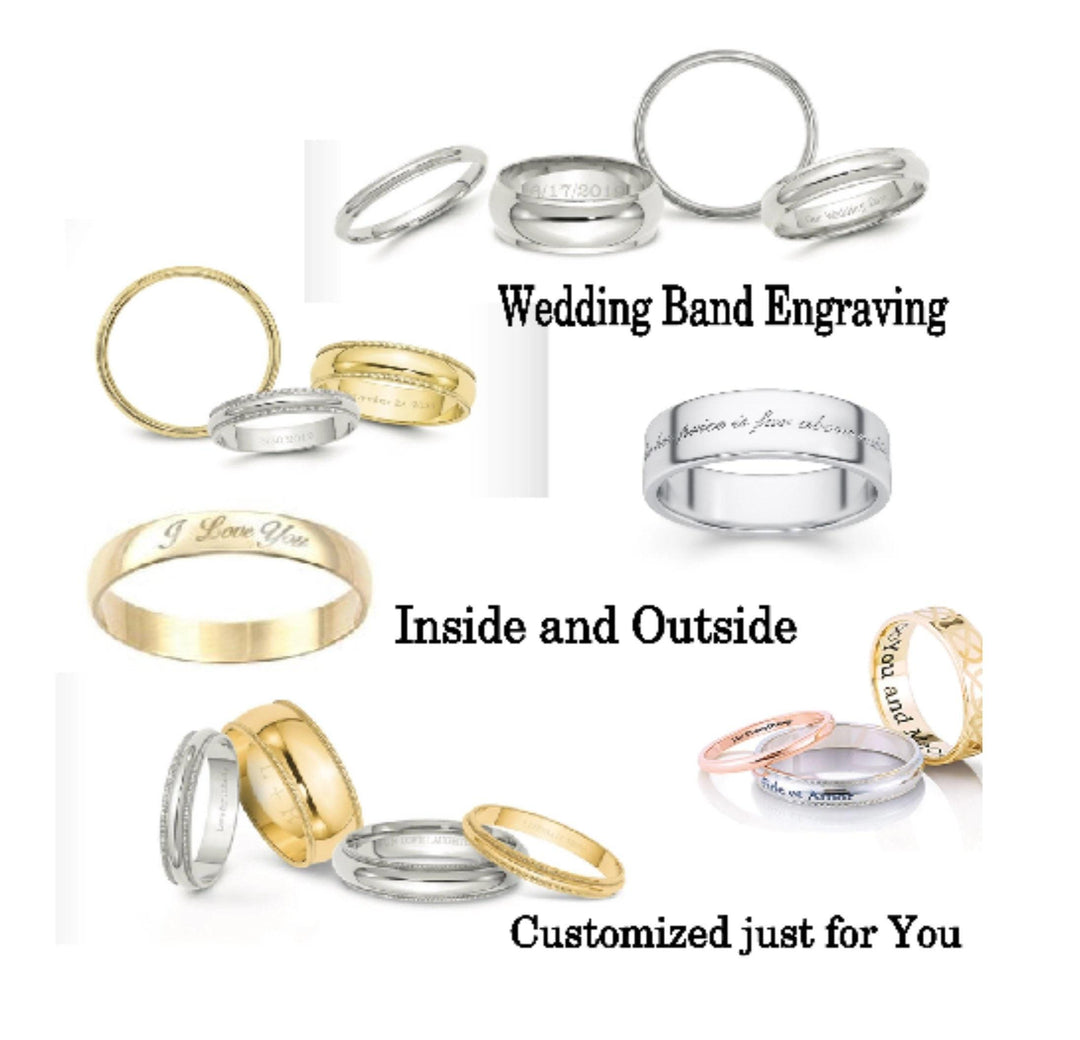 10K White Gold Half Round Wedding Band with Free Engraving