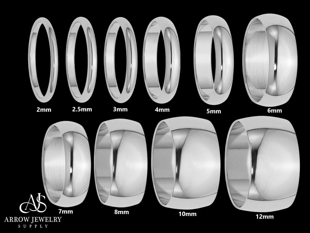 14K White Gold Half Round Wedding Band with Free Engraving