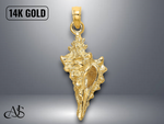 Load image into Gallery viewer, 14K Yellow Gold 3-D Conch Shell Charm Necklace Chain Options
