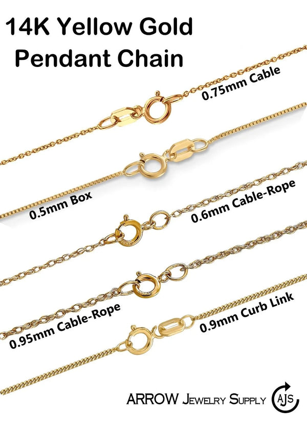 14K Yellow Gold 3-D Textured Anchor Rope and Shackle Bail Charm with Necklace Chain Options