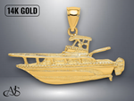 Load image into Gallery viewer, 14K Yellow Gold 2-D Fishing Boat Charm with Necklace Chain Options
