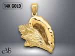 Load image into Gallery viewer, 14K Yellow Gold 3-D Conch Shell Charm with Necklace Chain Options

