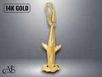 Load image into Gallery viewer, 14K Yellow Gold 3-D Hammerhead Shark with Rope Bail Charm with Necklace Chain Options
