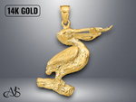 Load image into Gallery viewer, 14K Yellow Gold 3-D Pelican Pendant with Necklace Chain Options
