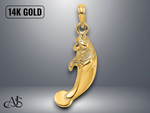 Load image into Gallery viewer, 14K Yellow Gold 3-D Polished Manatee Charm with Necklace Chain Options
