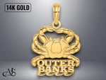 Load image into Gallery viewer, 14K Yellow Gold Polished OUTER BANKS Crab Charm with Necklace Chain Options
