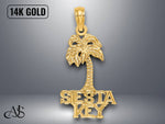 Load image into Gallery viewer, 14K Yellow Gold SIESTA KEY Palm Tree Charm with Necklace Chain Options
