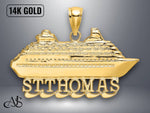 Load image into Gallery viewer, 14K Yellow Gold ST. THOMAS Cruise Ship Charm with Necklace Chain Options
