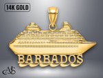 Load image into Gallery viewer, 14K Yellow Gold Polished BARBADOS Cruise Ship Charm with Necklace Chain Options
