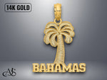 Load image into Gallery viewer, 14K Yellow Gold BAHAMAS Palm Tree Charm with Necklace Chain Options
