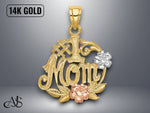 Load image into Gallery viewer, 14K Two-tone Gold #1 MOM Flower Charm with Necklace Chain Options
