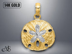 Load image into Gallery viewer, 14K Yellow Gold Polished Sand Dollar Charm with Necklace Chain Options
