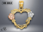 Load image into Gallery viewer, 14K Two-tone Gold Flower In Heart Charm with Necklace Chain Options

