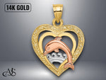 Load image into Gallery viewer, 14K Two-tone Gold Dolphin In Heart Charm with Necklace Chain Options
